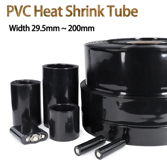 3/5M PVC Schwarzer Schrumpfschlauch Breite 29,5mm ~ 200mm 18650 Lipo Akku-Pack Isolierte Kabelhülle Schutzfolie Batteriefolienummantelung