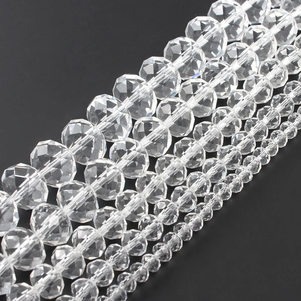 3/4/6/8mm Facettierte Jade Weiße Kristall Glas Perlen Vergoldet Flache Runde Lose Perlen für Schmuck Machen Diy Armband Ohrring