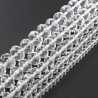 3/4/6/8mm Facettierte Jade Weiße Kristall Glas Perlen Vergoldet Flache Runde Lose Perlen für Schmuck Machen Diy Armband Ohrring