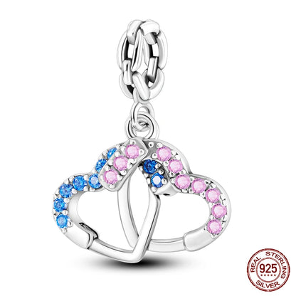 Fit 925 Original Armband 100 % 925 Sterling Silber Glänzende Bunte Zirkon Herz Charms Perlen Exquisite DIY Schmuck Geschenk