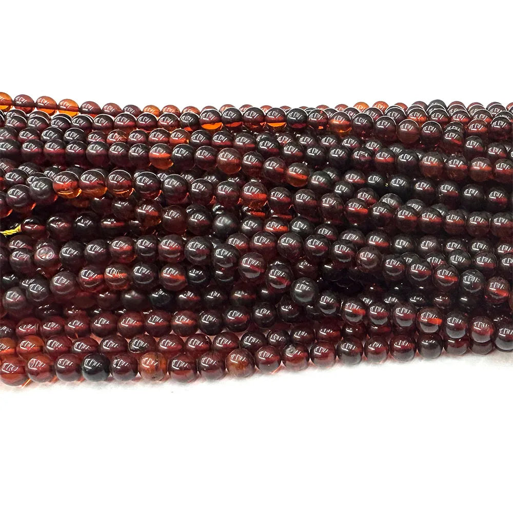 Veemake Natürlicher roter Blut-Bernstein, rund, lose, kleine Perlen für die Schmuckherstellung, Edelsteine, DIY-Halskette, Armbänder, Ohrringe 08469