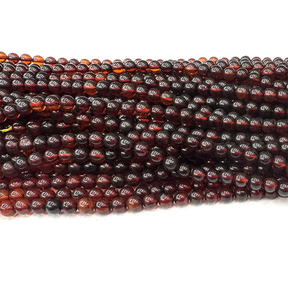 Veemake Natürlicher roter Blut-Bernstein, rund, lose, kleine Perlen für die Schmuckherstellung, Edelsteine, DIY-Halskette, Armbänder, Ohrringe 08469