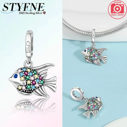 Charm-Anhänger aus 925er-Sterlingsilber, Elefant, Libelle, Tiefseefisch, für Frauen, DIY-Perlen, Original-Armband, edle Schmuckherstellung, Geschenk