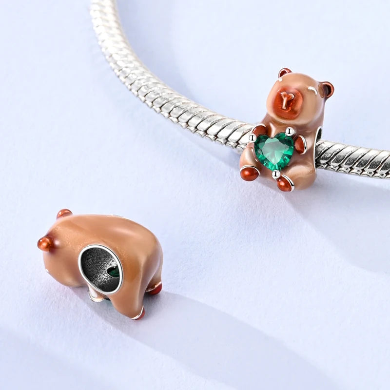 Neue Original 925 Sterling Silber Tier Serie Charms Nette Capybara Elefant Katze Anhänger Perlen Fit Armband DIY Schmuck Kennzeichnung
