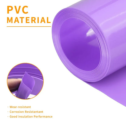 3/5 m gelb/lila 7 mm ~ 130 mm PVC-Schrumpfschlauch für 18650 Lithium-Akkupacks, isolierende Folienhülle, Schutzkabelhülle