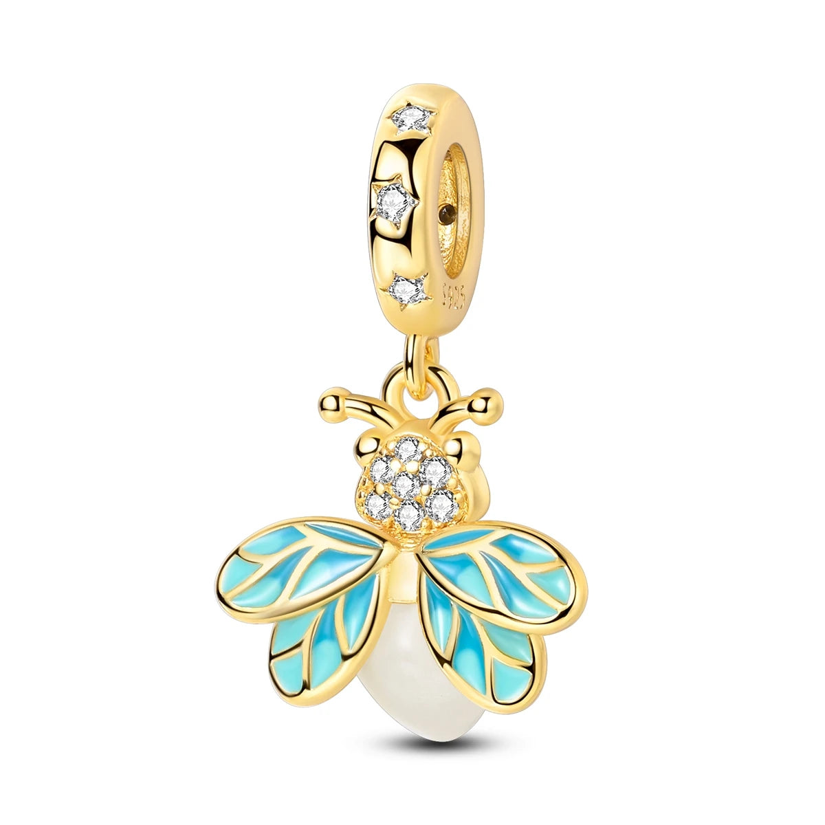 Neu im 925er-Sterlingsilber, goldene Sonnenblume, glückliche Sterne, passend für Original-Armbänder, Halsketten, Sonne, Mond, Diamant-Charm, Schmuck zum Selbermachen