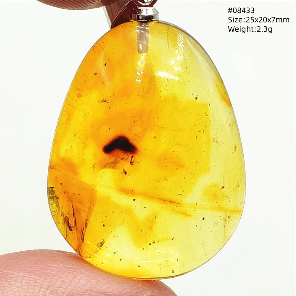 Natürlicher Piebald-Bernstein-Anhänger, gelber Bernstein, 36 x 23 x 14 mm, Edelstein-Anhänger, Halskette, Schmuck, AAAAA
