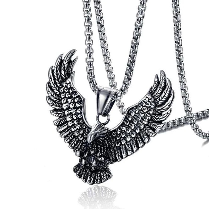 Flying Eagle Pendant Necklace Hip Hop Punk Stainless Steel Chain Men's Jewelry Vintage Rapper Rock Accessory Gift 2025, New