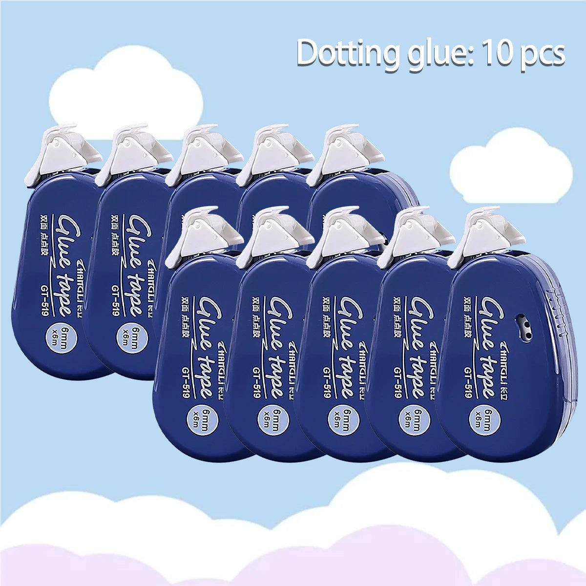 WQN-10PCS Süßes doppelseitiges Klebeband mit Punktpads für Scrapbooking, Basteldekoration, Büro- und Schulbedarf, Schreibwaren