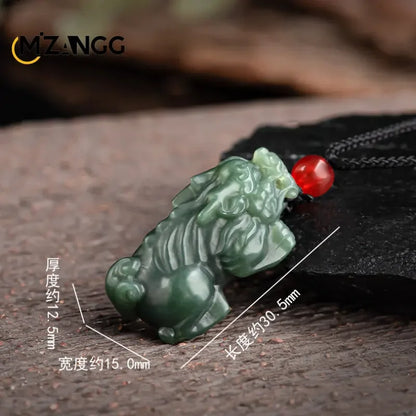 Natürliches altes Material Hetian Jade blaue Jade hand geschnitzte mutige Anhänger Mode Jade ziehen Reichtum Anhänger Männer und Frauen Halskette