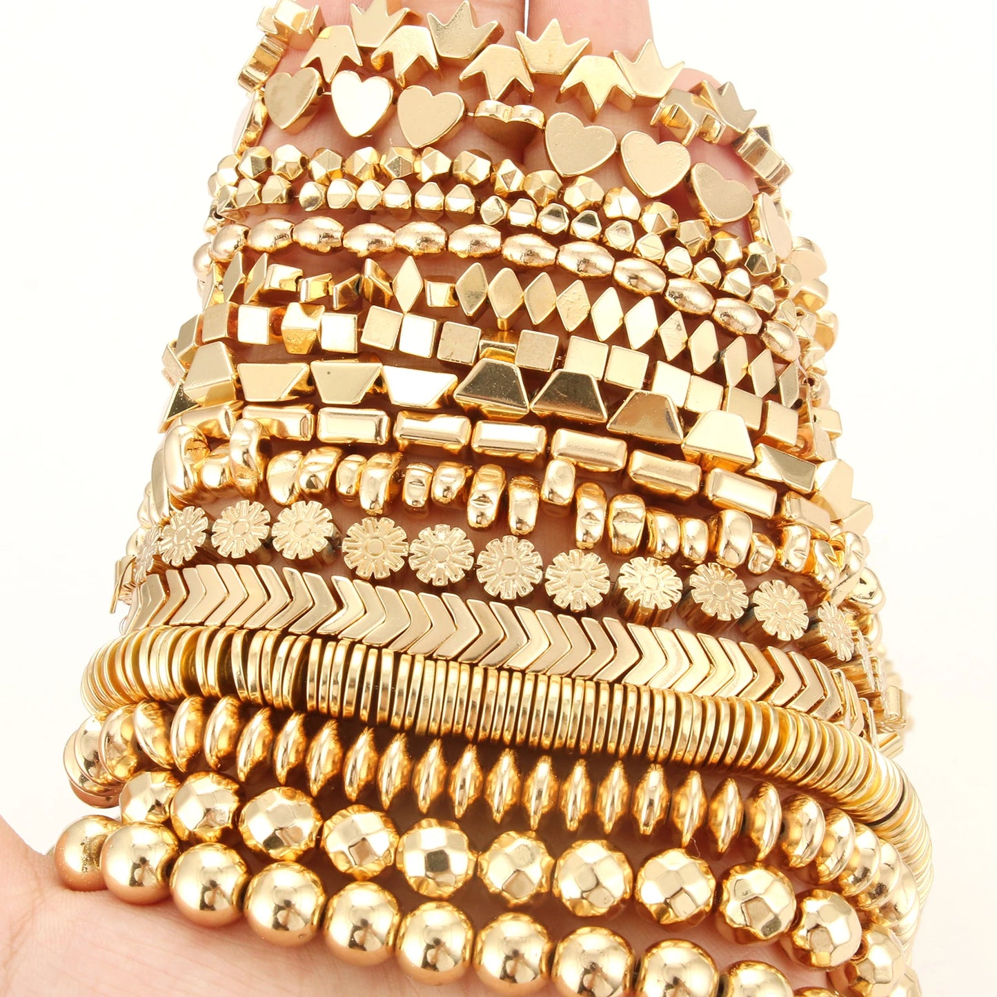Natürliche 14k vergoldete Hämatitperlen unregelmäßige runde Herzwürfel Rondelle Spacer Perlen für Schmuckherstellung Diy Armband Halskette