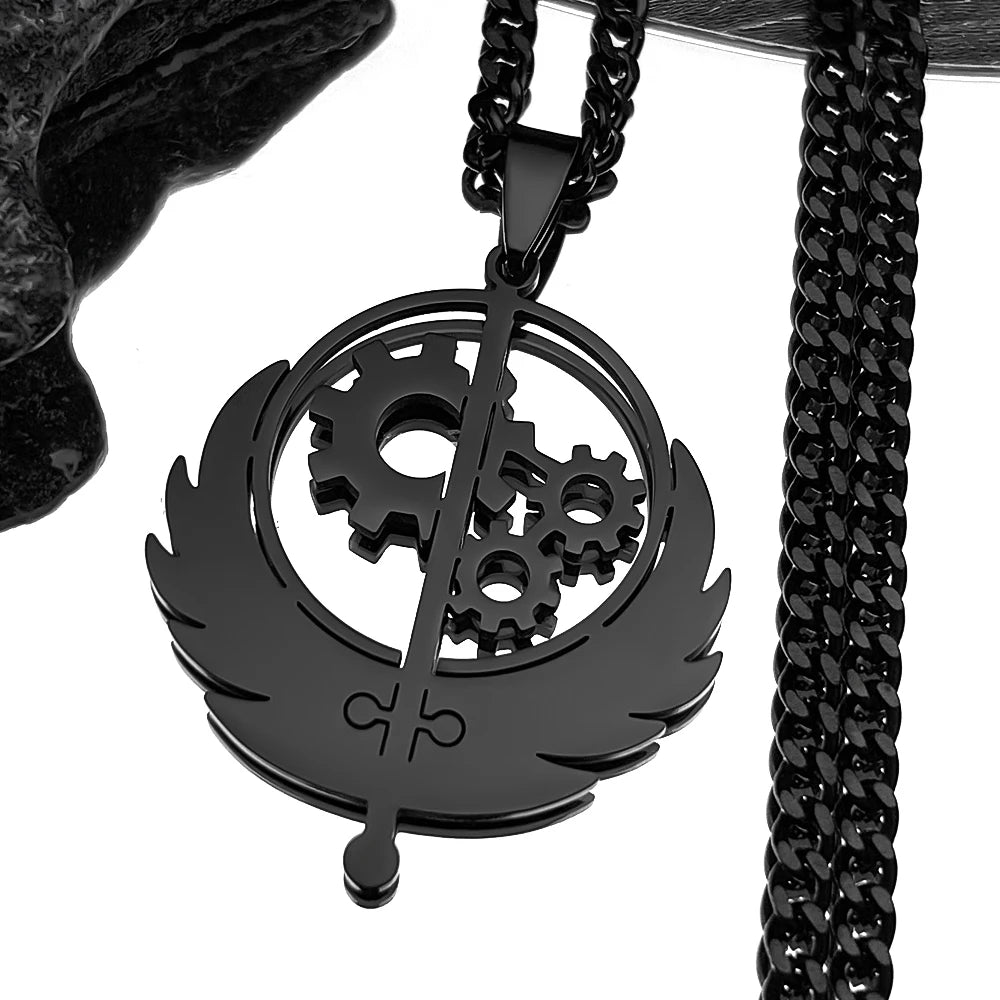 Bruderschaft von Edelstahl Anhänger Halsketten Schwarz Farbe Musik Band Patch Spiel Flagge Halskette Schmuck N3001S06