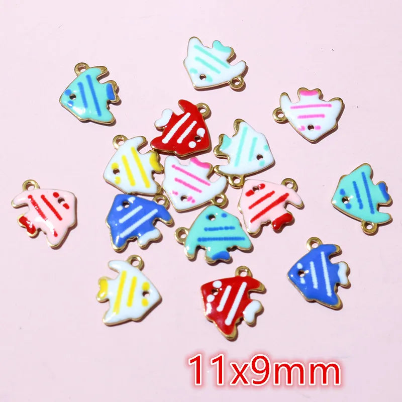 20 Stück Ozean Meeres tiere Krabben Seestern Riff Fisch Klavier Emaille Anhänger Charm Edelstahl DIY Schmuck Making Zubehör