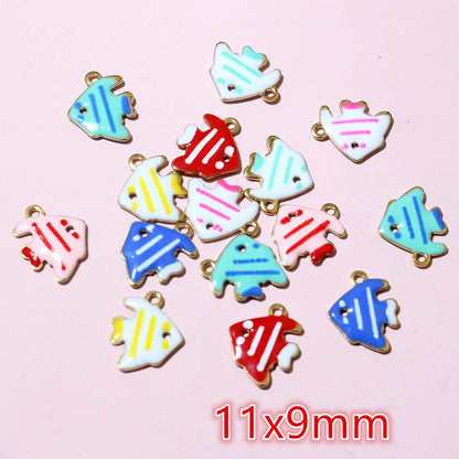 20 Stück Ozean Meeres tiere Krabben Seestern Riff Fisch Klavier Emaille Anhänger Charm Edelstahl DIY Schmuck Making Zubehör