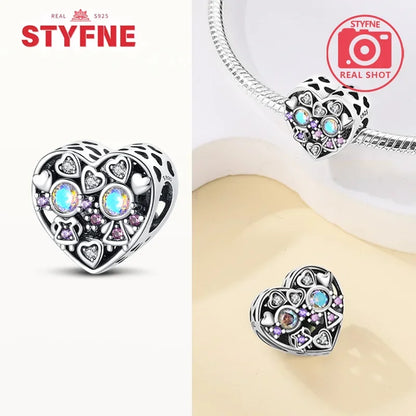 Sterling Silber S925 Schwestern auf der Schaukel Charms Herz Bead Fit Original Armband Armreif DIY Feines Geschenk Schmuck für Frauen