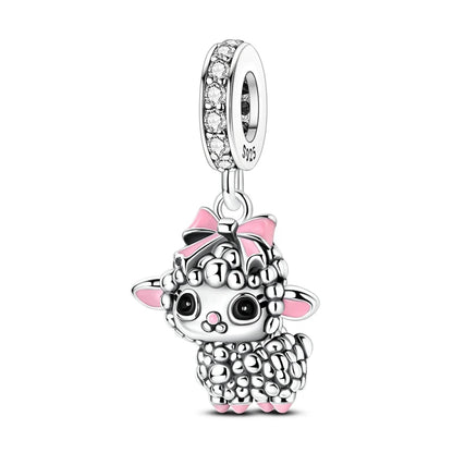 925 Sterling Silber Tier-Serie Charms Perlen Schaf Elefant Tiger Eule Anhänger Passend für Original-Armband DIY Frauen Geschenk