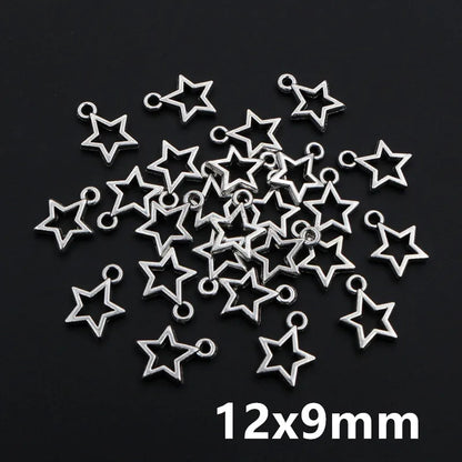 100 Stück kleine Stern-Charms-Anhänger, Antik-Silber, Legierung, Metall, DIY-Schmuckherstellung, Zubehör für Ohrringe, Armbänder, Halsketten