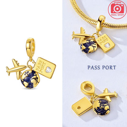 Original 925 Silber Gold Glühwürmchen Grün Leuchtender Anhänger Flugzeug Erde Rosa Parfüm Flasche Perlen Fit Armband Schmuck Diy Frauen