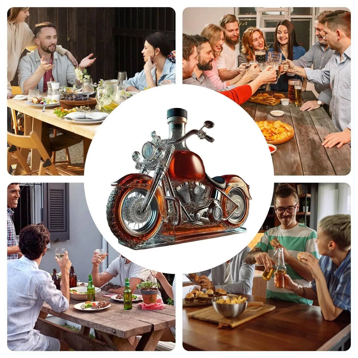 Neuer lustiger Dekanter für Motorrad-Whisky-Glas, einzigartiger, lustiger Vintage-Kreativ-Dekanter für Wein-, Bar- und Esszimmer- und Motorradliebhaber