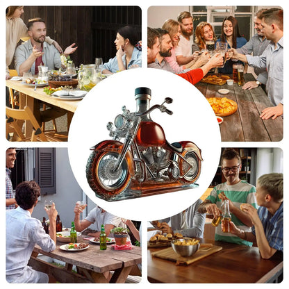 Neuer lustiger Dekanter für Motorrad-Whisky-Glas, einzigartiger, lustiger Vintage-Kreativ-Dekanter für Wein-, Bar- und Esszimmer- und Motorradliebhaber