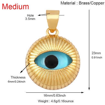 Blaues rundes Herz-Augen-Glücksamulett, türkischer Glücksanhänger, echtes 18 Karat vergoldetes Halsketten-Armband, Schmuckzubehör, S52