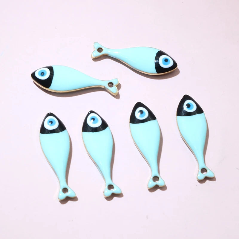 10 Stück 20x6,5mm Emaille Fisch Charms Anhänger Edelstahl DIY Schmuck Making Zubehör Erkenntnisse für Halsketten Ohrringe Armband