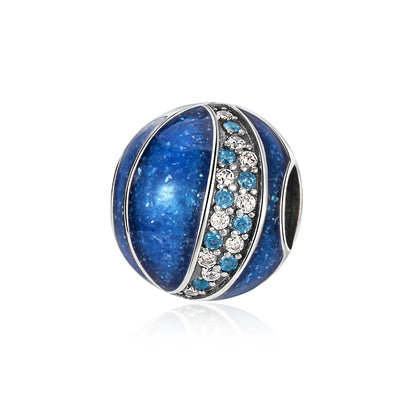 Blaue Serie 925 Sterling Silber Globus Schneeflocke Tanzschuhe Krone Charm Passend für DIY Armband Halskette Elegante Partygeschenke