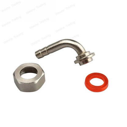 Zapfhahn-Verbinder für Fassbier - 90 °   Anschlussstück + Sechskantmutter + Unterlegscheibe, Bierhahn-Aufsatzrohr-Umrüstsatz 8mm Kesselanschluss