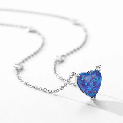 Modian 925 Sterling Silber van Gogh Sternen himmel Design blau Herz Opal Anhänger Halskette Mode Glieder kette für Frauen edlen Schmuck