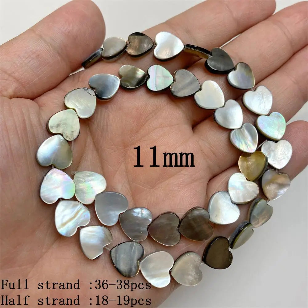 Natürliche graue schwarze Muschelperlen, rund, quadratisch, Perlmutt-Muschelperlen für die Schmuckherstellung, DIY-Charm, Halskette, Armband, Ohrringe