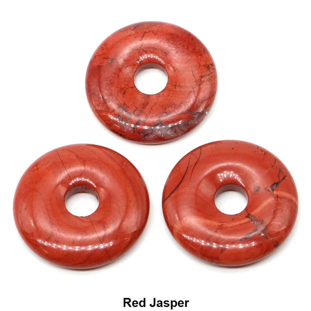 30 mm Donut-Naturstein, Heilkristall, Amethyst, Amazonit, Achat, Quarz, Edelstein für Kunsthandwerk, Zubehör, Glücksgeschenke