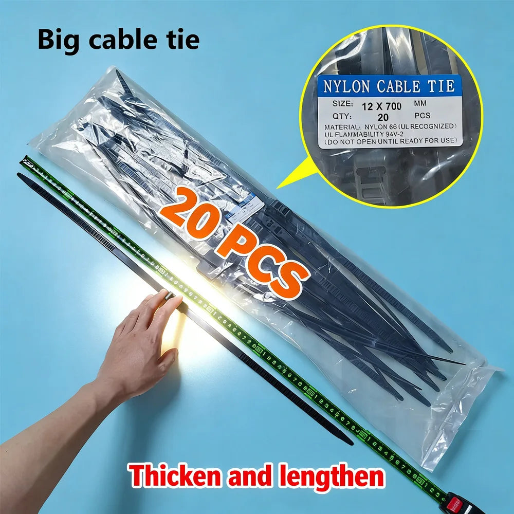 2/20 Stück robuste Polizeihandschellen (27,5") |   Flexible selbstsichernde Doppelkopf-Kabelbinder aus Nylon