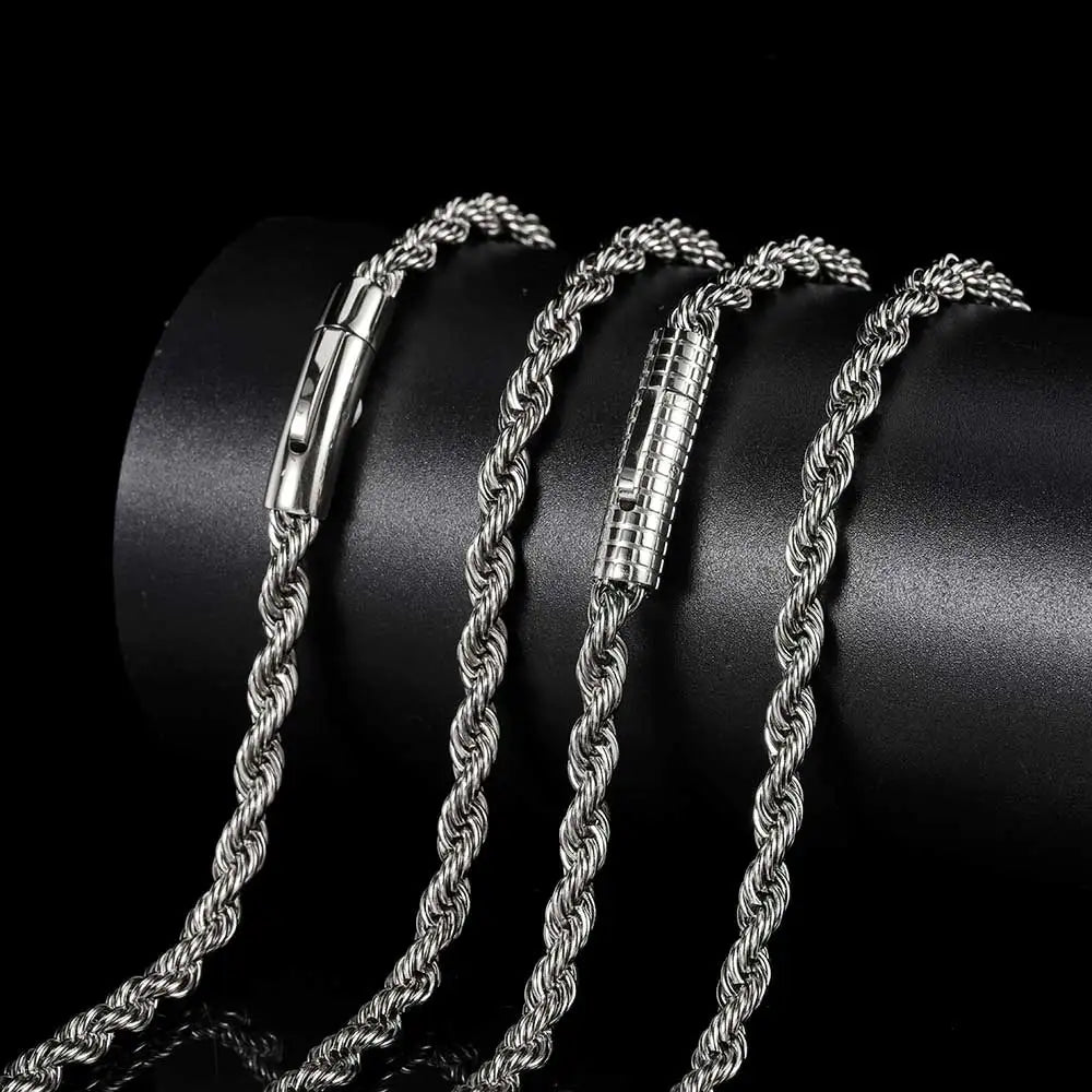 6mm Seil Kette Halskette Edelstahl Nie Verblassen Wasserdicht Halsband Männer Frauen Schmuck Gold Farbe Ketten Geschenk