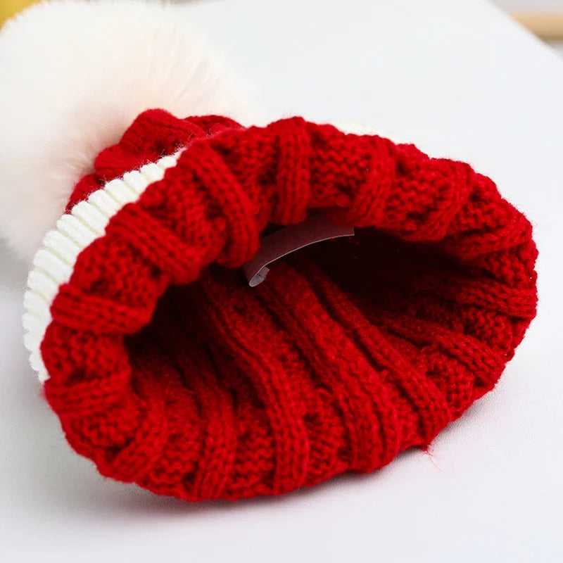 Weihnachten Weihnachten Santa Neujahr Hut Outdoor Winter Warme Häkeln Stricken Mützen Schädeldecke Pompom Kappe Motorhaube Party Geschenke Für Erwachsene Kinder
