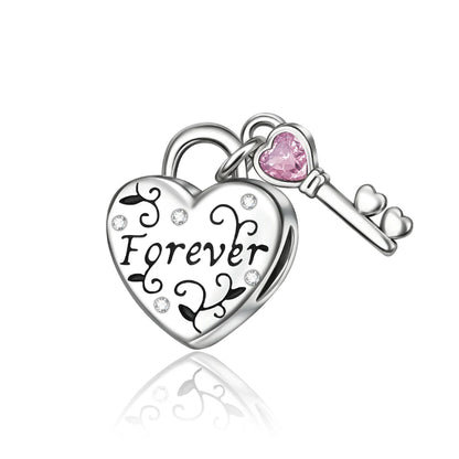 Romantischer 925 Sterling Silber Liebesschlüssel Herz-zu-Herz Charm für DIY Armband Halskette Verlobung Party Geschenke
