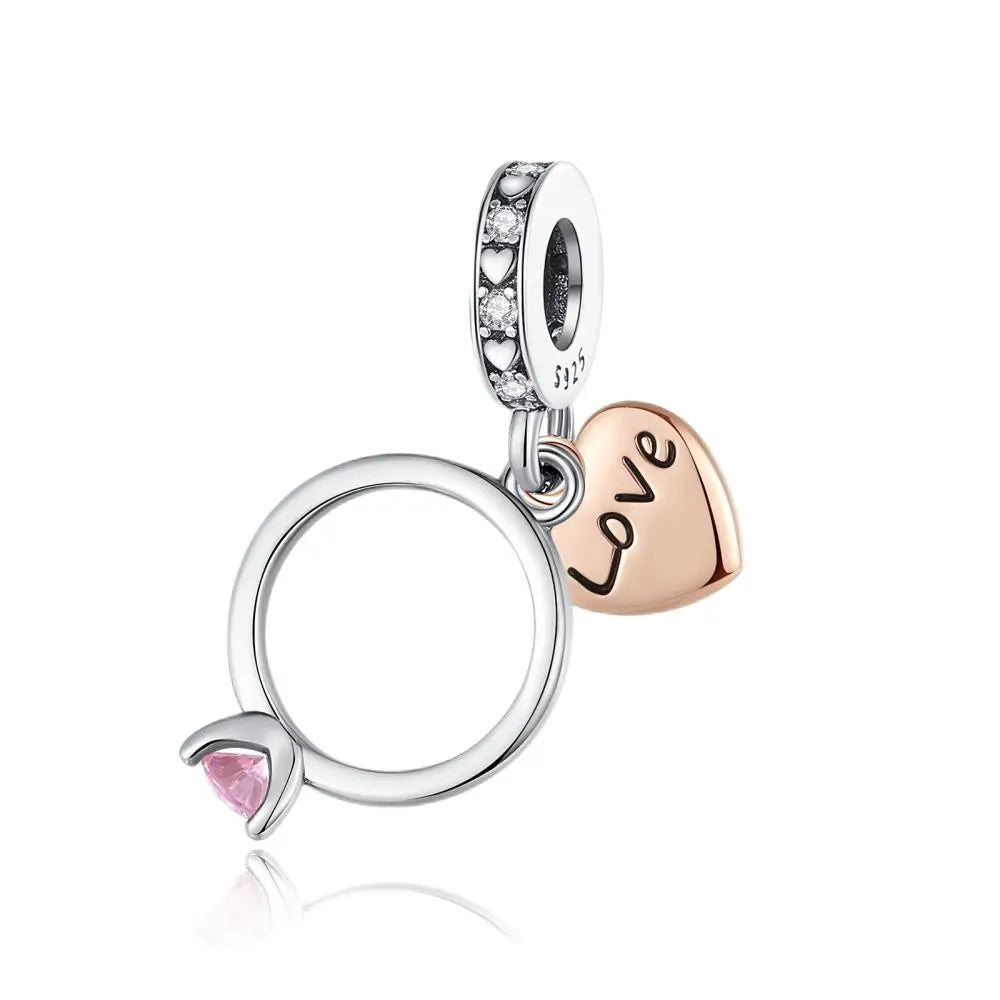 Romantischer 925 Sterling Silber Liebesschlüssel Herz-zu-Herz Charm für DIY Armband Halskette Verlobung Party Geschenke