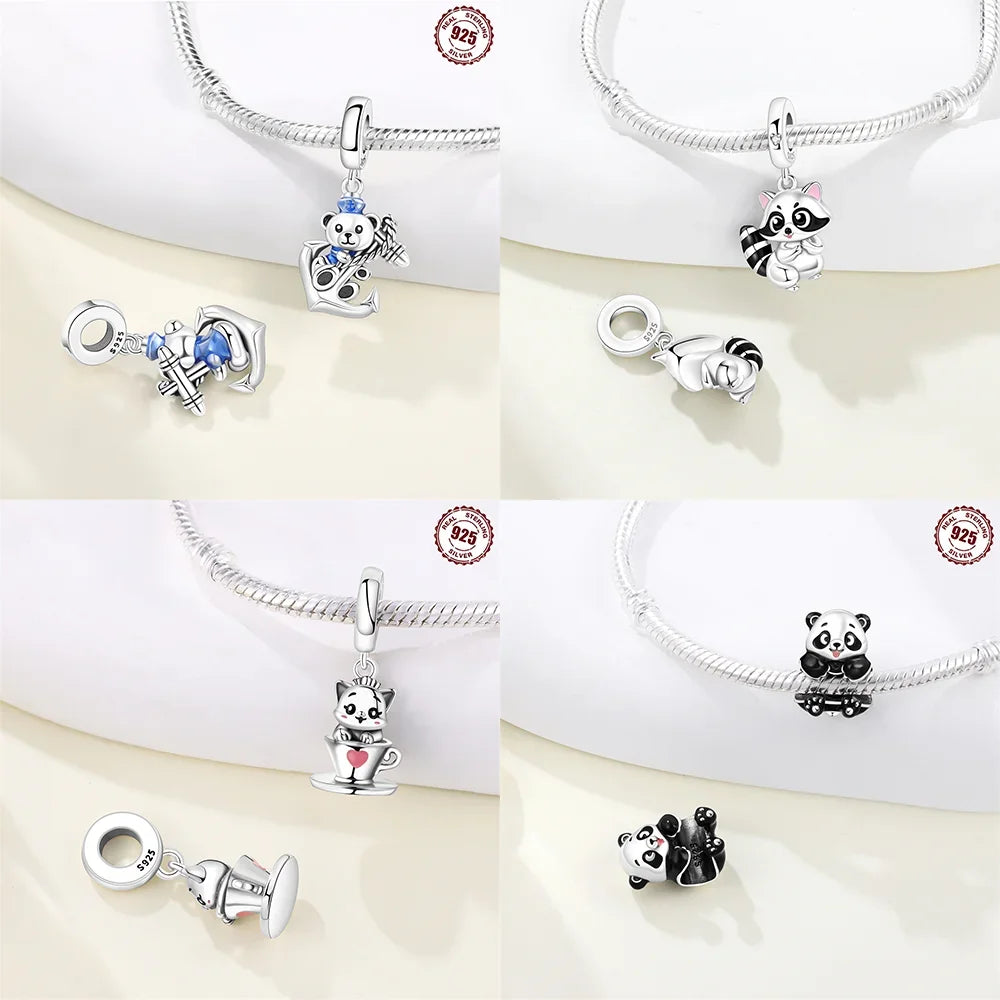 Tier-Serie-Charms, 925er Silber, Esel, Koala, Elefant, niedliche kleine Maus, Perlen-Anhänger, passend für DIY-Original-Armband, Modeschmuck