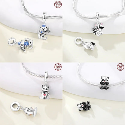 Tier-Serie-Charms, 925er Silber, Esel, Koala, Elefant, niedliche kleine Maus, Perlen-Anhänger, passend für DIY-Original-Armband, Modeschmuck