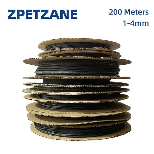 200 meter 2:1 Polyolefin Schrumpf Schlauch Schrumpf Schläuche Isolierende Kabel Hülse Schwarz Durchmesser 1/1.5/2/2.5/3/4mm