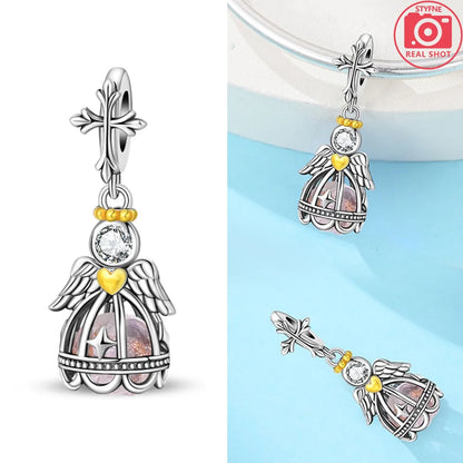 Neue Silber 925 Engel Skulptur Charms Herz Perlen Fit Original Armband für Frauen Schmuck Party Perlen DIY Edlen Schmuck Geschenke