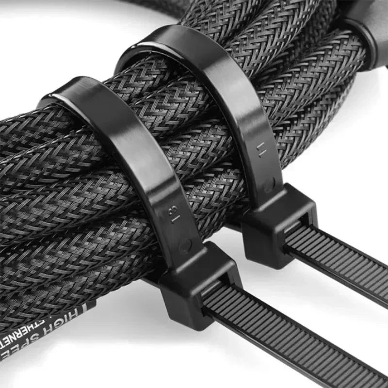 100/250/500 Stück 4 x 300/4 x 400 mm selbstsichernder Kunststoff-Nylon-Kabelbinder, schwarzer Befestigungsgurt, Kabelbinder-Set, Kabelbinder, Kabelbinder, Kabelbinder