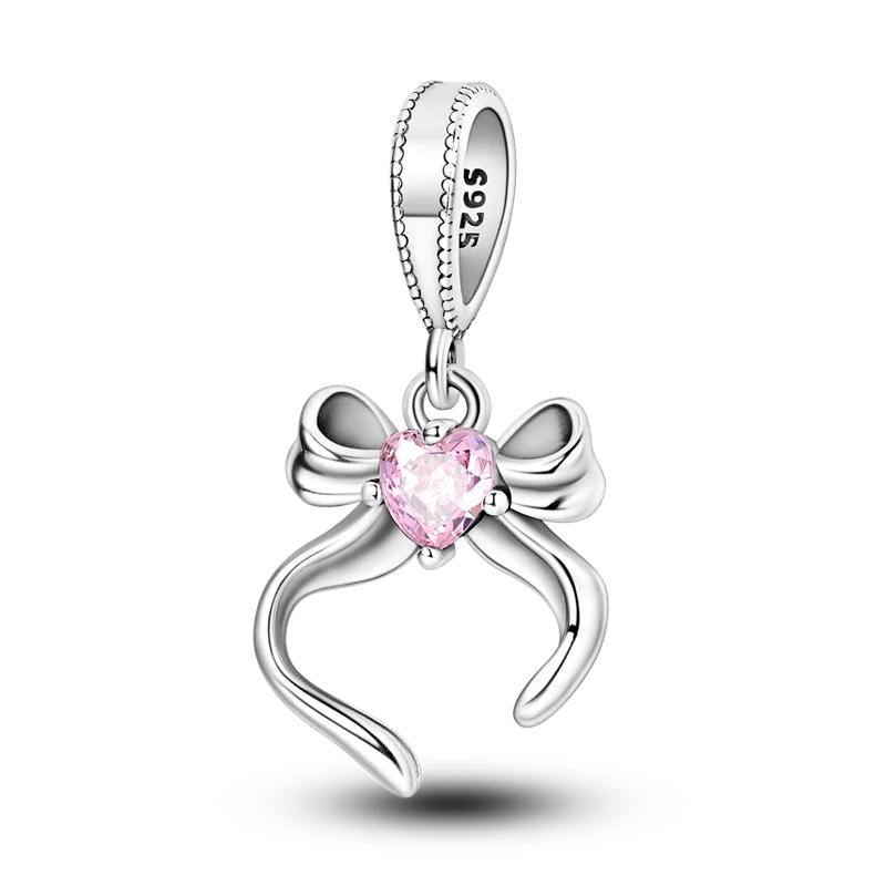 Original 925 Sterling Silber Goldene Haustiere Charms Perle Bunte Zirkonium Klee Engel Herz Baumeln Fit Armband DIY Schmuck Geschenk