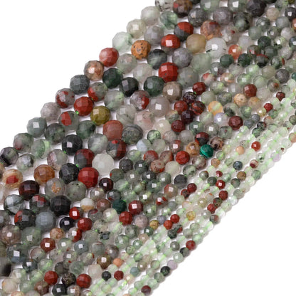2 3 4 mm natürliche facettierte afrikanische Blutstein-Edelsteinperlen, Mineralperlen für Schmuckherstellung, DIY-Armbänder, Halsketten-Zubehör