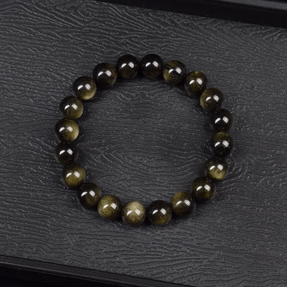 Natürliche Goldene Obsidian Stein Perlen Armband Männer Frauen Goldene Licht Regenbogen Obsidian Rohstein Runde Perle Natürliche Energie Schmuck