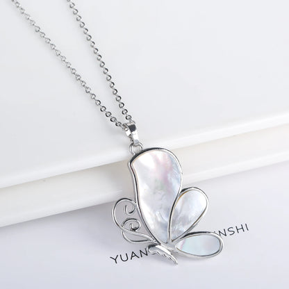 New creative natural shell design insect butterfly dragonfly pendant necklace personalized for woman party vintage jewelry gift