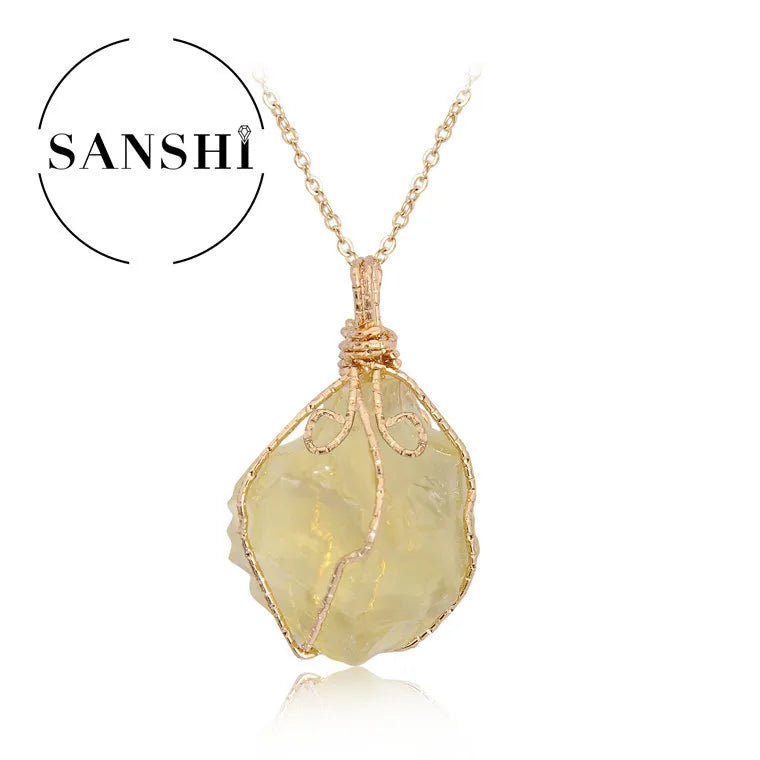 Sanshi Naturstein Anhänger unregelmäßige raue Quarz Kristall Energie Charms für Schmuck machen Ohrringe Halskette Accessoires Geschenk