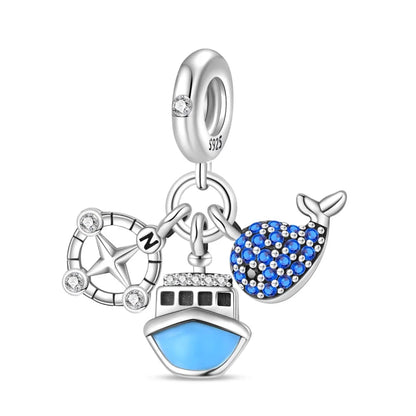 Ocean Series 925er Sterlingsilber, Wal, Schildkröte, kleiner Fisch, Qualle, Delfin, blauer Charm, passend für DIY-Armband, Halskette, Party-Schmuck