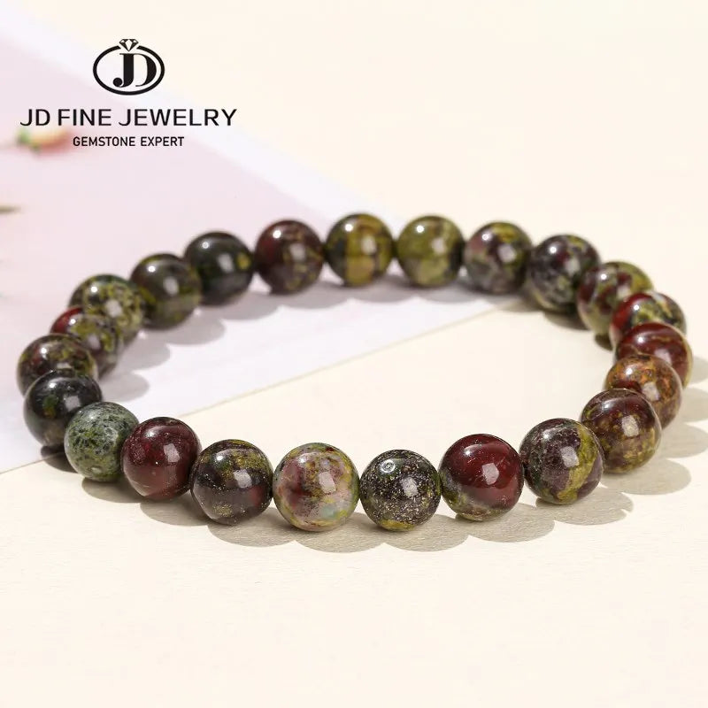 JD Natürliche Drachen Blutstein Jaspis Perle Strang Armband Frauen Männer Mode Schmuck Energie Heilung Stretch Yoga Balance Armreifen