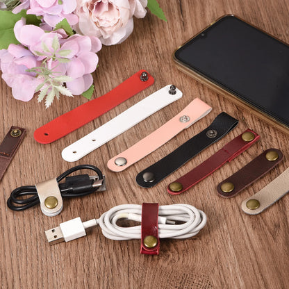 5/10 Stück Leder-Kabelbinder, Kabelbinder, Kabel-Organizer, 63 x 16 mm, tragbares Datenkabel, Leder-Clips, Kopfhörer-Kabel-Management-Halter