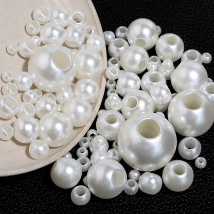 ABS Imitation Perle Perlen Lose Große Loch Runde Perlen Acryl Spacer Perlen Für Handgemachte Armband, Die DIY Schmuck Zubehör